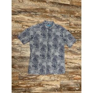 Mens Tori Richard Blue Short Sleeve Button Up Hawaiian Tropical Shirt Size Med